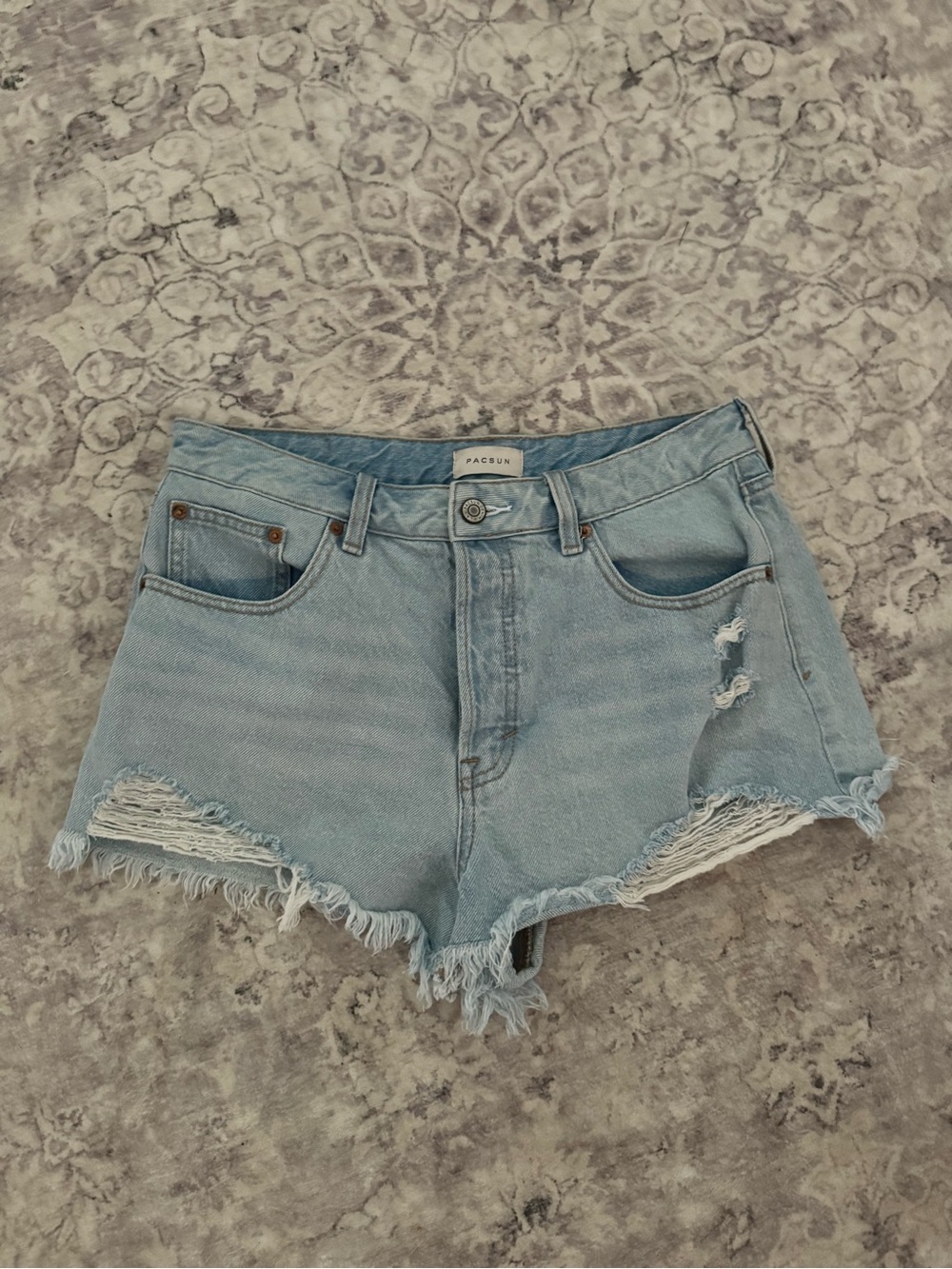 PacSun Light Blue Distressed High-Rise Denim Shorts